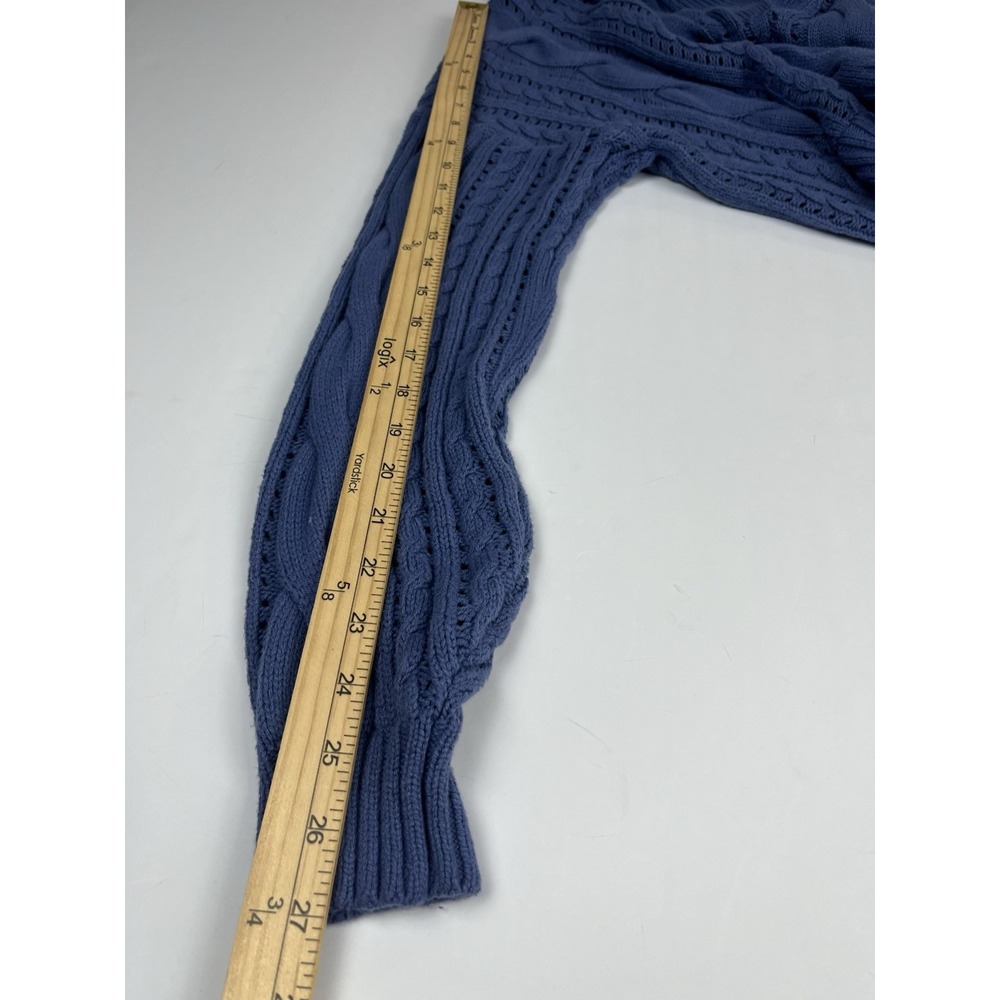 Hollister‎ Co. Blue Cropped Cable Knit Collared V-Neck Sweater Sz S - Picture 7 of 10